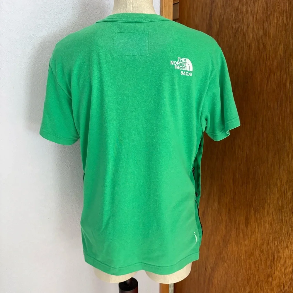 THE NORTH FACE x SACAI sz XS Green Short Sleeve Tshirt Size Zippers - Picture 6 of 11